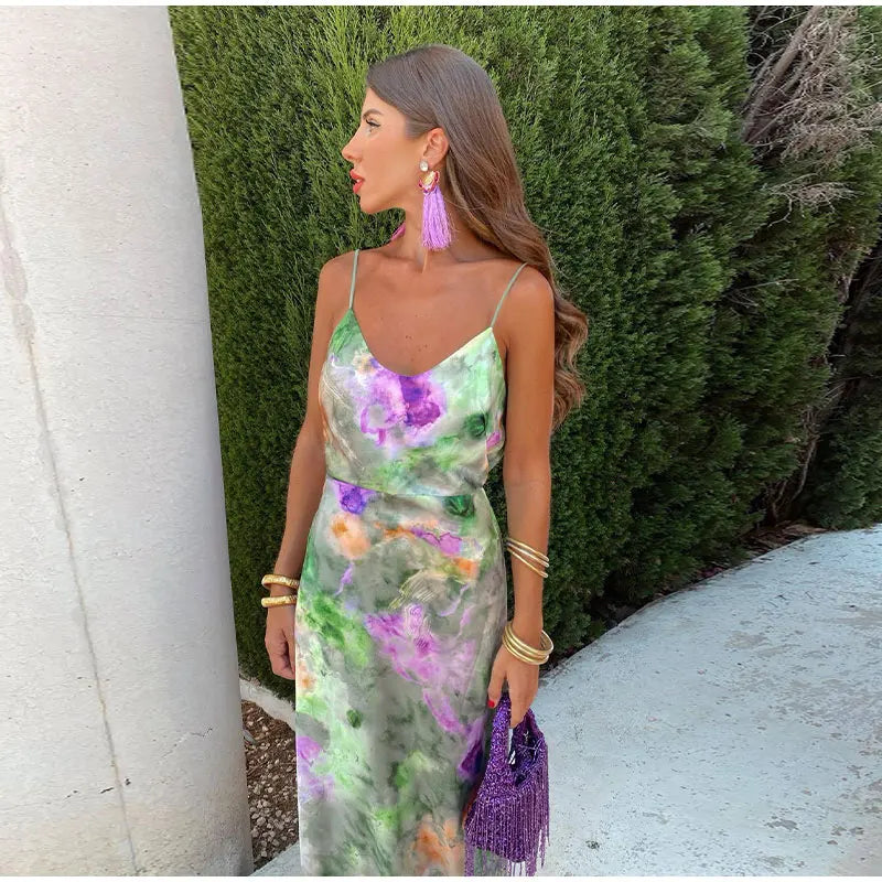 Anisten | Women's Long Dress Halo-Dye Print Summer Bohemian