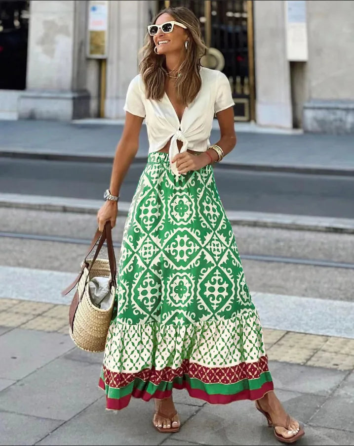 Amara | Boho Maxi Skirt With High Waist