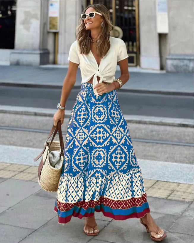 Amara | Boho Maxi Skirt With High Waist