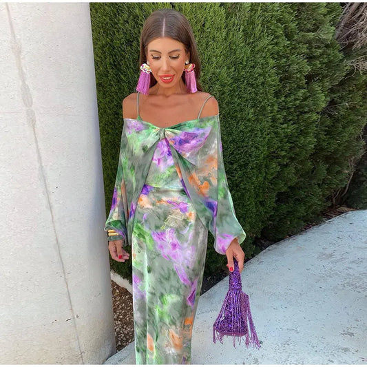 Anisten | Women's Long Dress Halo-Dye Print Summer Bohemian