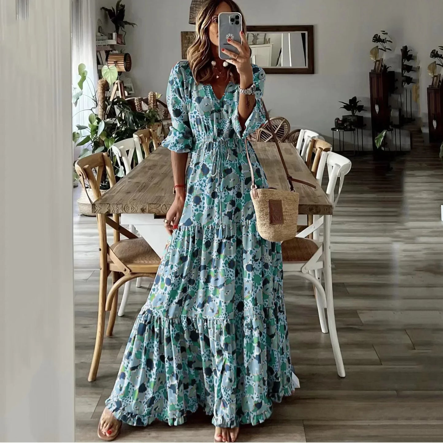 Marisol | Floral Maxi Dress With Drawstring