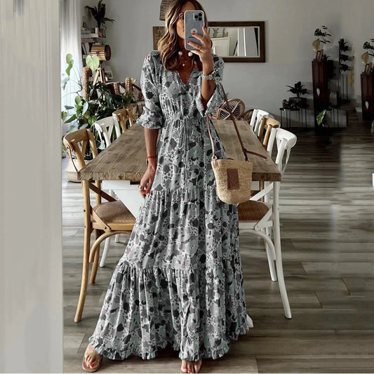 Marisol | Floral Maxi Dress With Drawstring