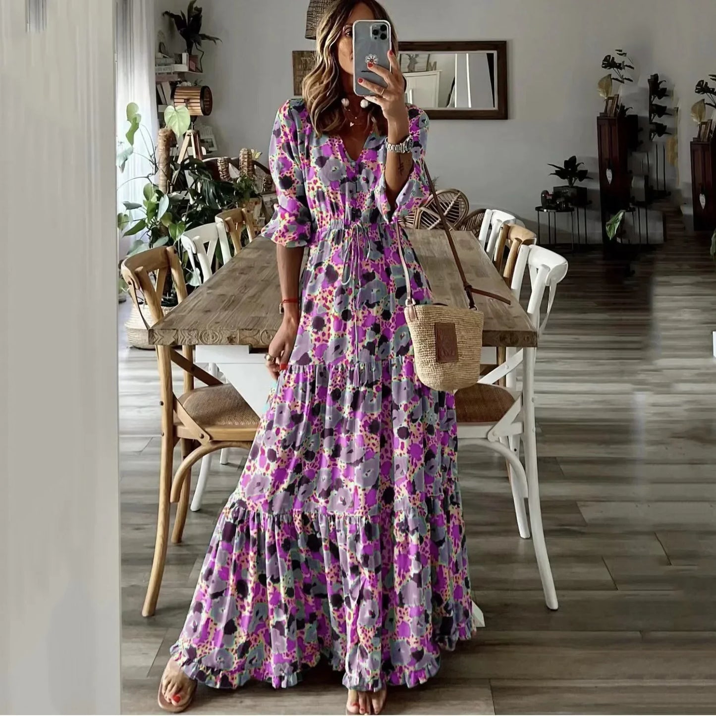 Marisol | Floral Maxi Dress With Drawstring