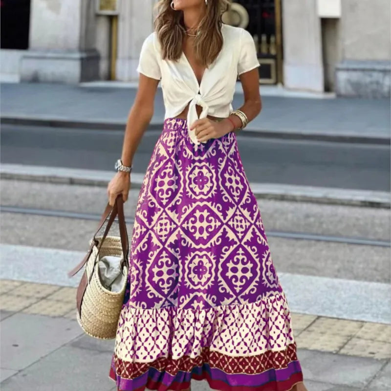 Amara | Boho Maxi Skirt With High Waist