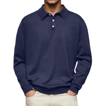 Casual Long Sleeve Polo Sweater for Men