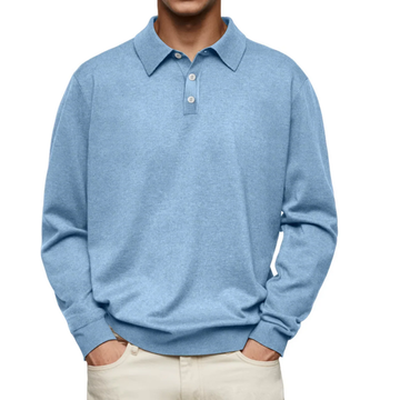 Casual Long Sleeve Polo Sweater for Men