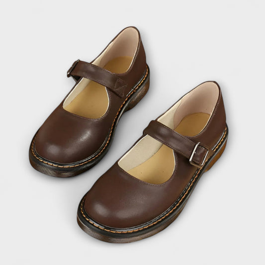 Mary Jane | Classic Leather Shoes With Straps and Comfort Sole