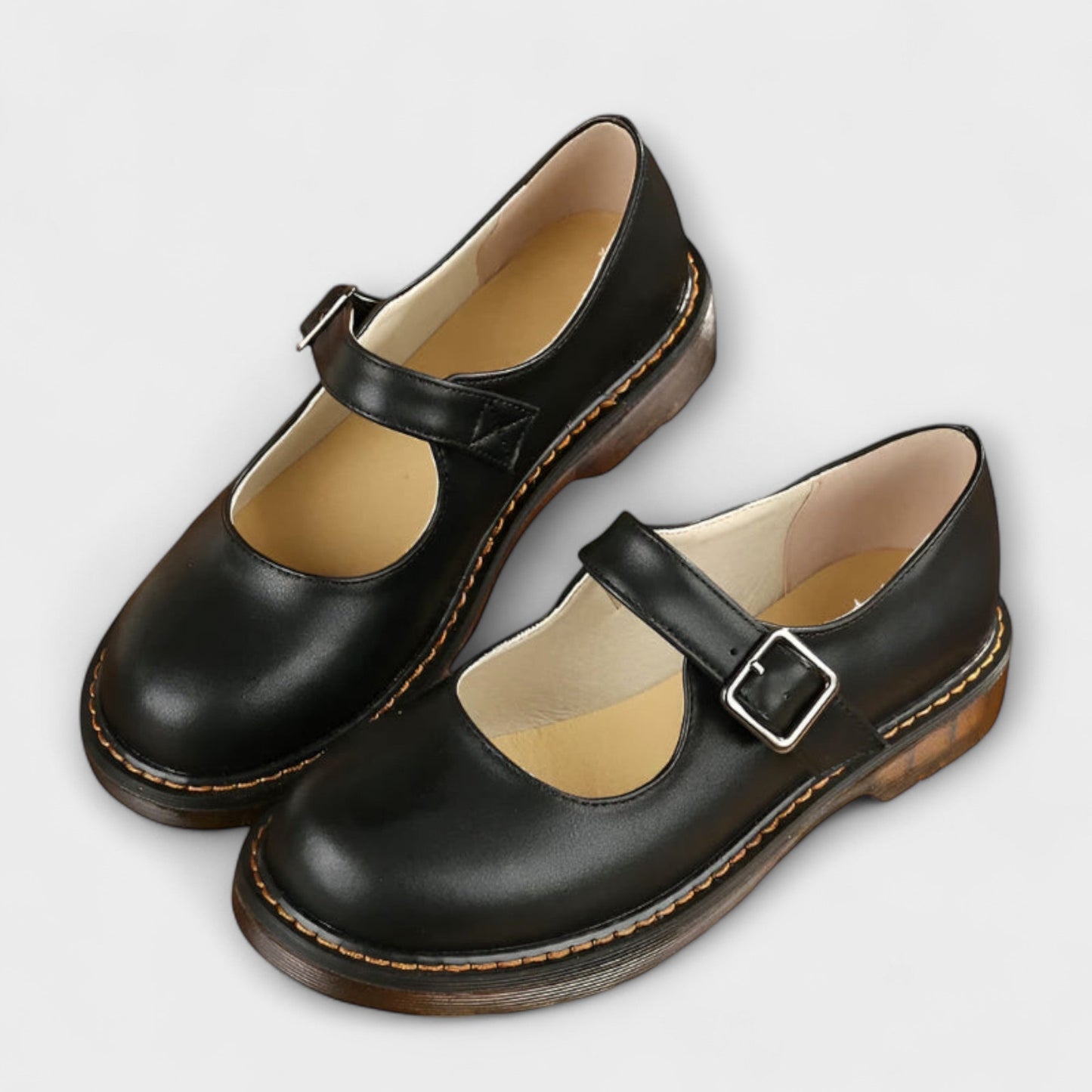 Mary Jane | Classic Leather Shoes With Straps and Comfort Sole