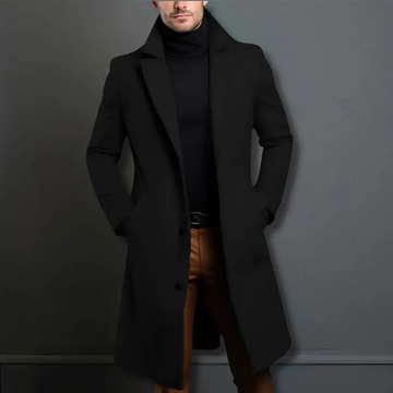 Classic Tailored Fit Wool Blend Coat for Men