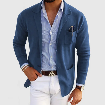 Casual Long Sleeve Cotton Blend Blazer Jacket for Men