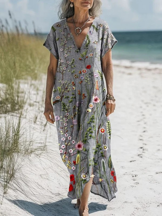 Brooke | Digital Print V-Neck Maxi Dress