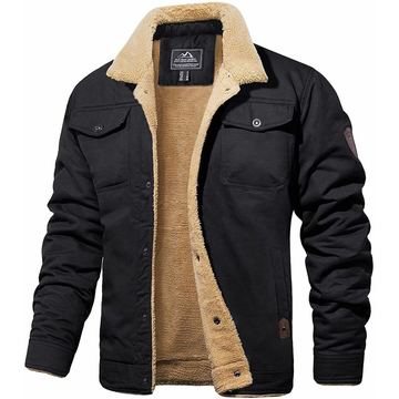 Fleece Lined Cotton Blend Outdoor Trucker Jacket For Men