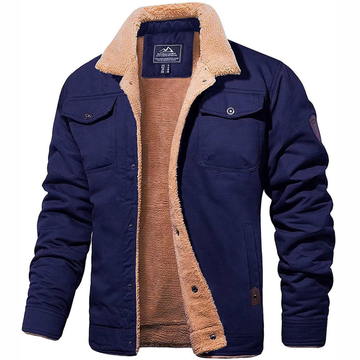 Fleece Lined Cotton Blend Outdoor Trucker Jacket For Men