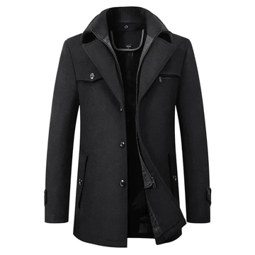 Tailored Mid Length Wool Blend Winter Coat for Men