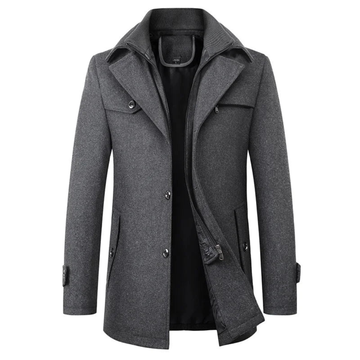 Tailored Mid Length Wool Blend Winter Coat for Men