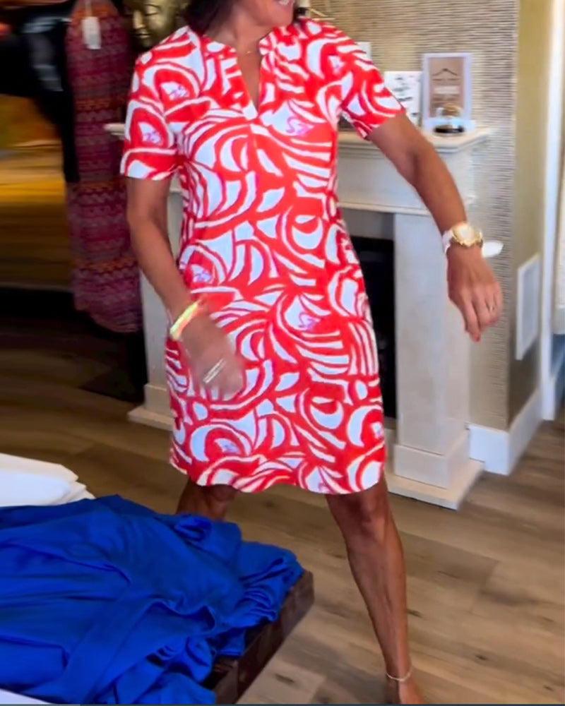 Marlo | Casual Loose Fit Printed V-Neck Dress