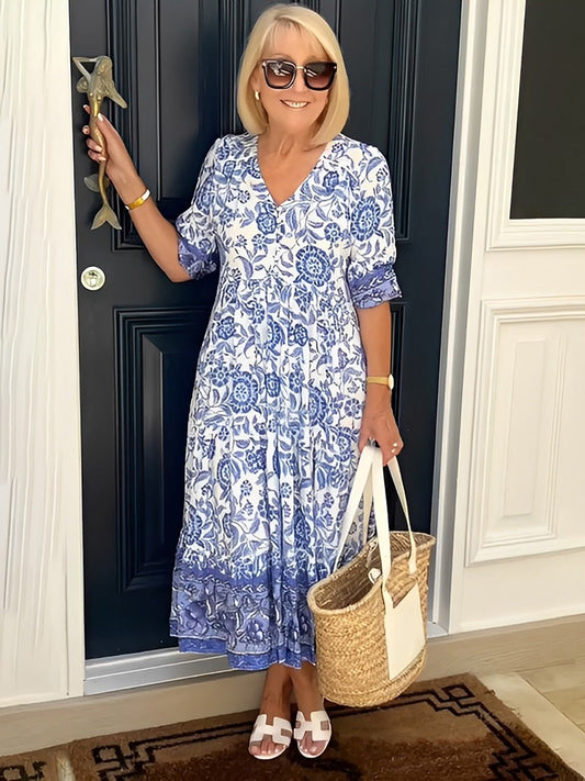Lilara | Boho Deep V Neck Floral Dress