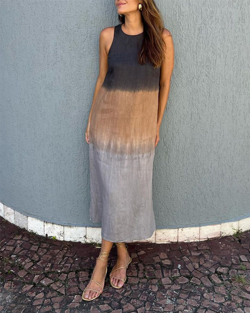 Carys | Sleeveless Round Neck Gradient Dress