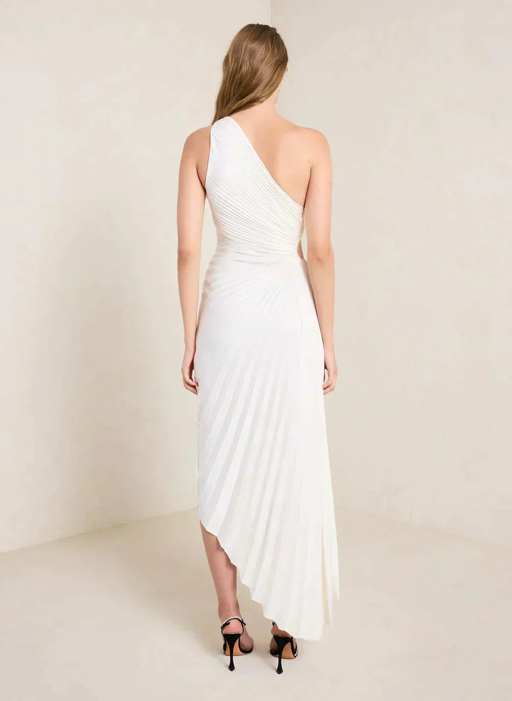 Sylviana | One Shoulder Pleated Midi Dress