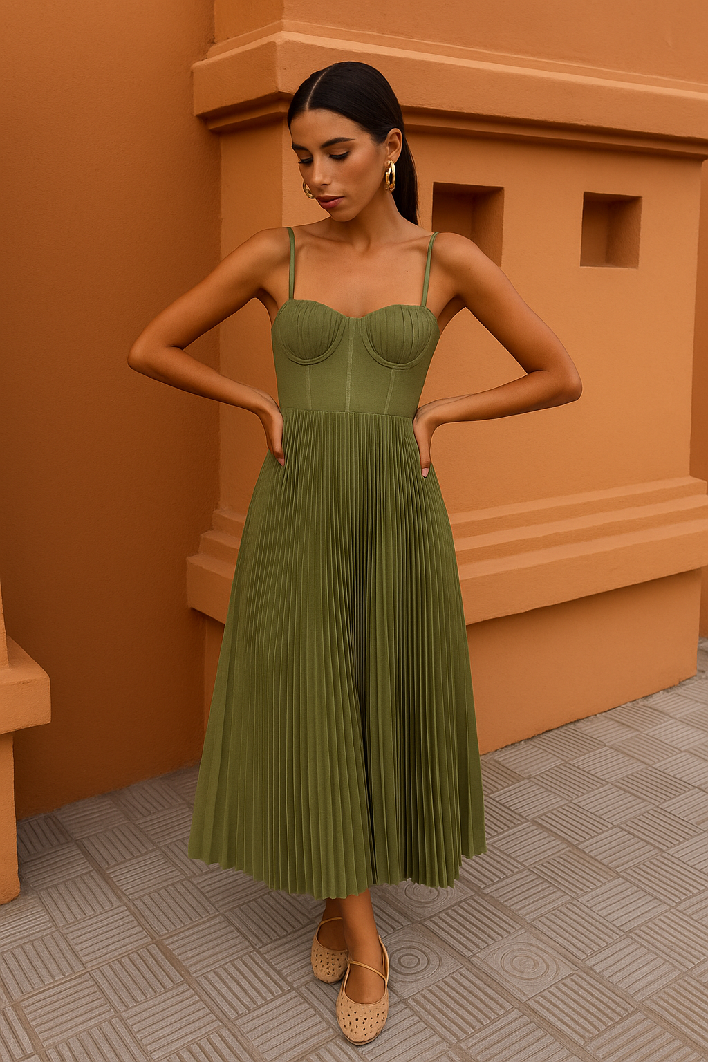 Claudetta | Sleeveless Midi Dress With Bustier