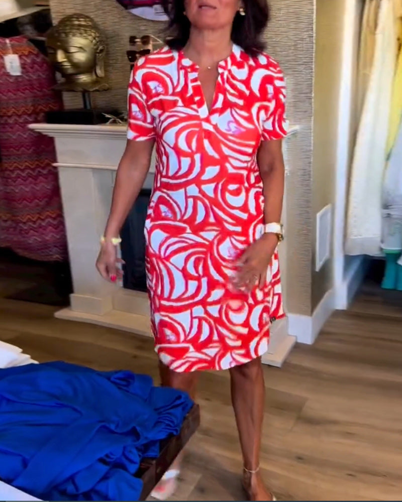 Marlo | Casual Loose Fit Printed V-Neck Dress