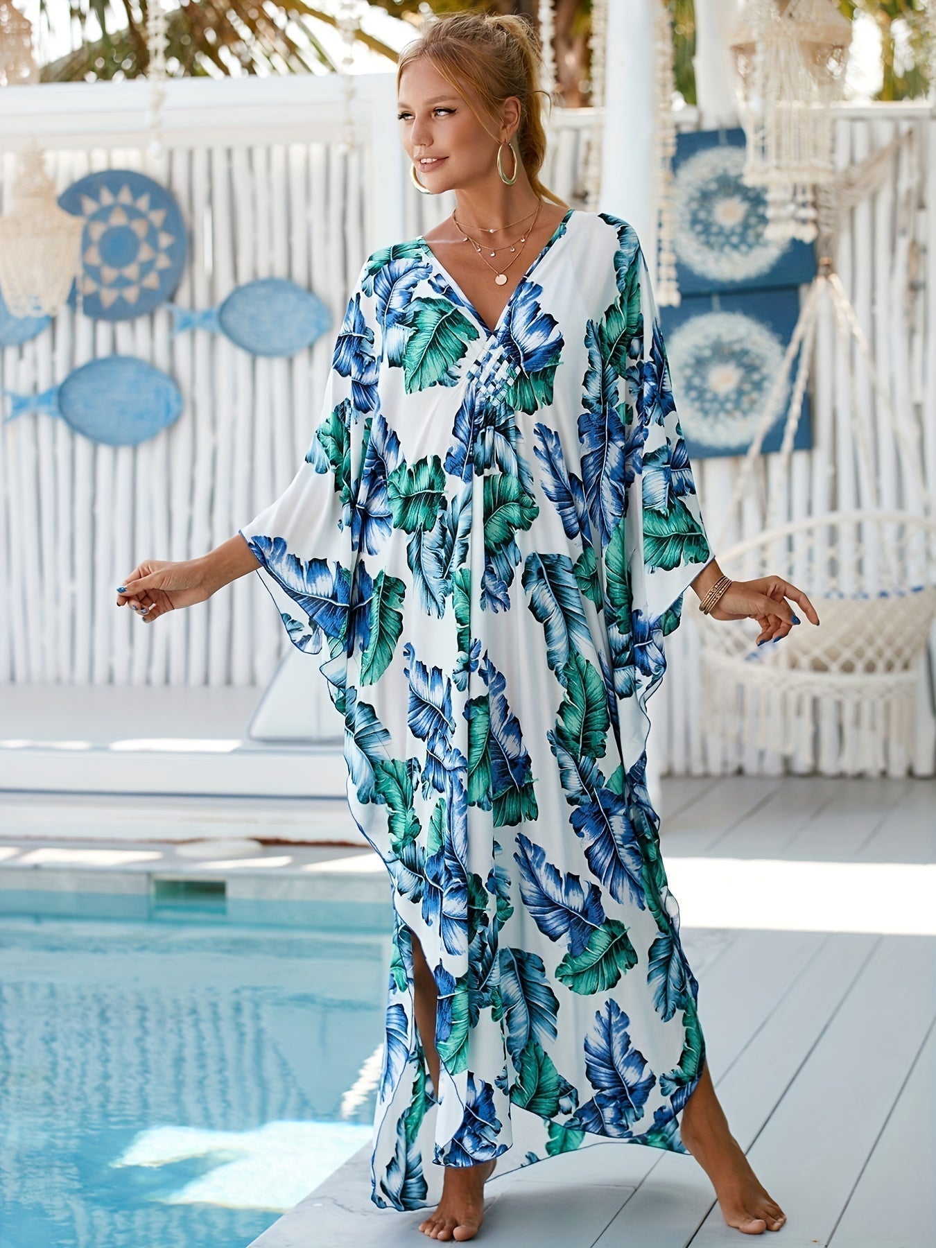 Emma | Tropical Palm Leaf Dress