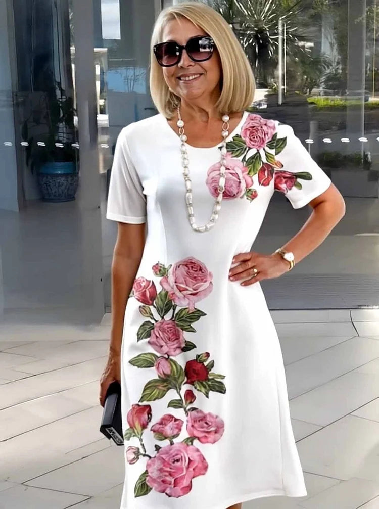 Rosara | Comfortable Loose Printed Medium Dress