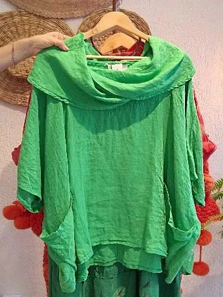 Tanith | Relaxed Fit 3/4 Sleeve Draped Neck Blouse