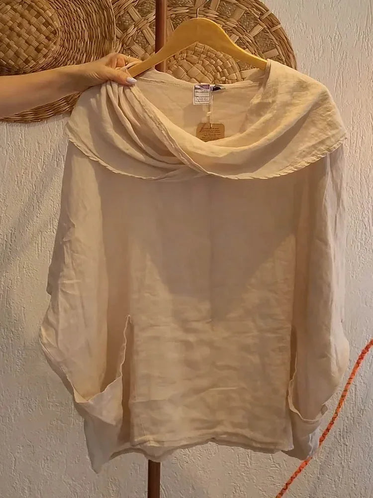 Tanith | Relaxed Fit 3/4 Sleeve Draped Neck Blouse