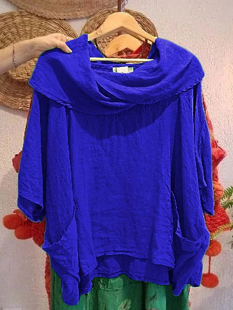 Tanith | Relaxed Fit 3/4 Sleeve Draped Neck Blouse