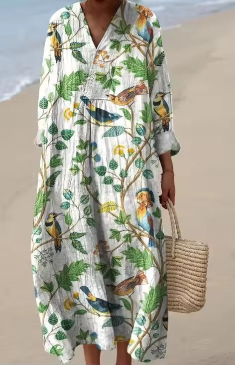 Heike | Airy Maxi Dress With Floral Touch