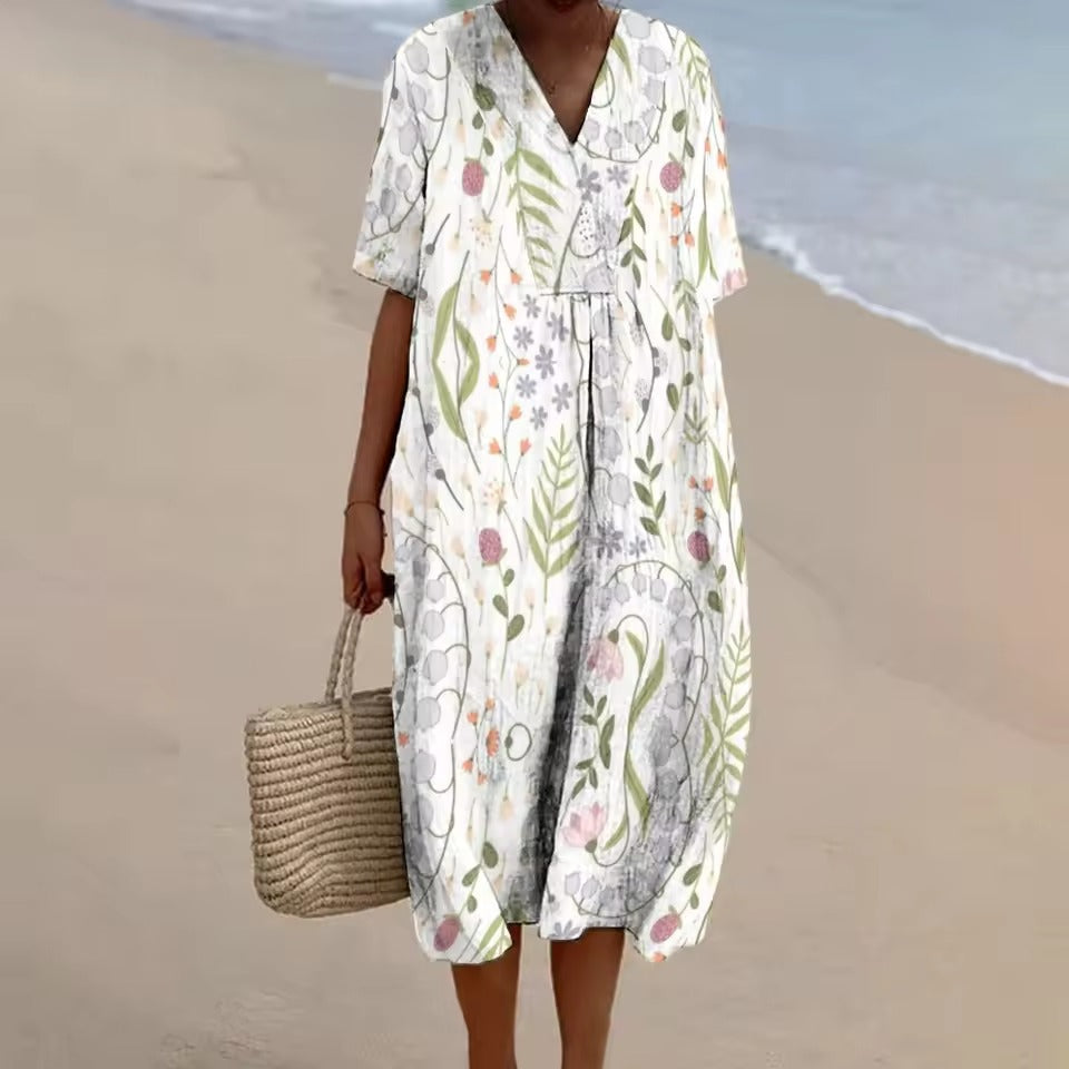 Helene | Summer Dress With Bohemian Flair And V-Neck