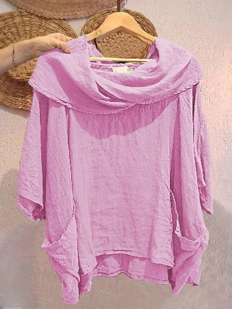 Tanith | Relaxed Fit 3/4 Sleeve Draped Neck Blouse