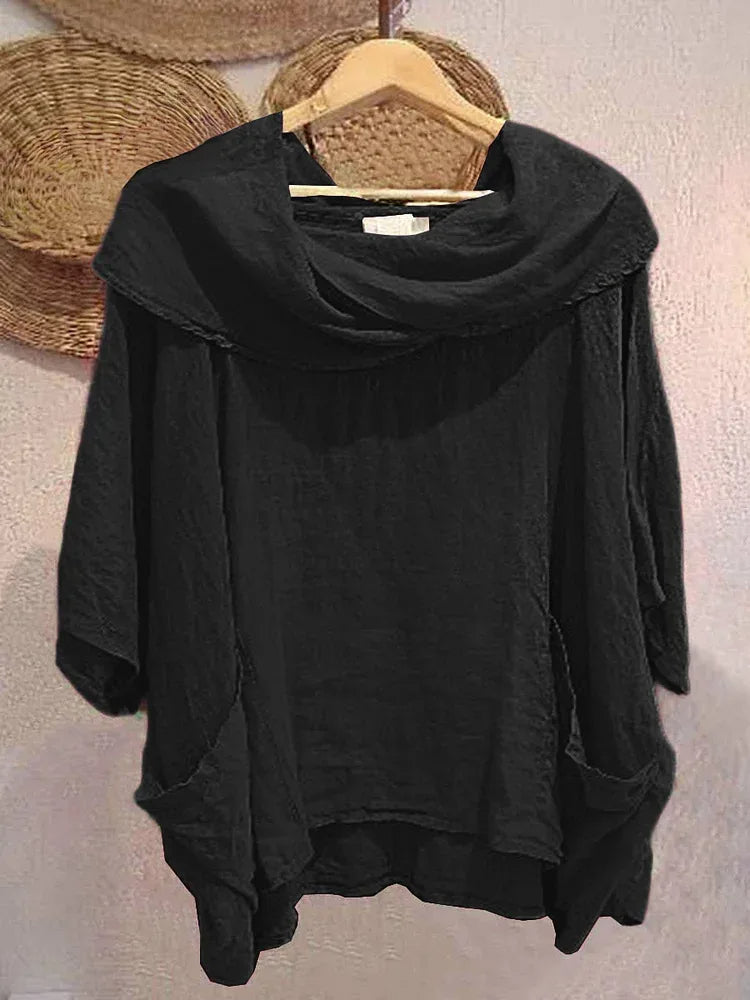 Tanith | Relaxed Fit 3/4 Sleeve Draped Neck Blouse