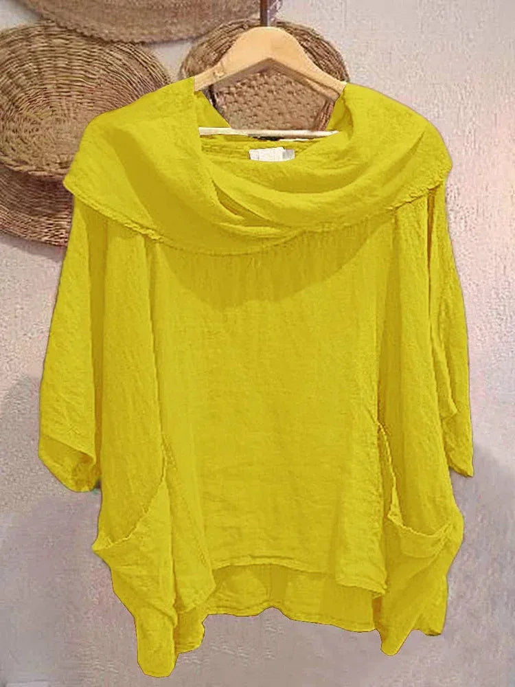 Tanith | Relaxed Fit 3/4 Sleeve Draped Neck Blouse