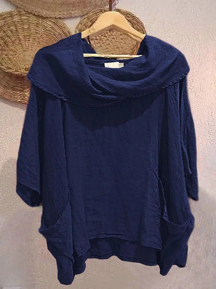 Tanith | Relaxed Fit 3/4 Sleeve Draped Neck Blouse
