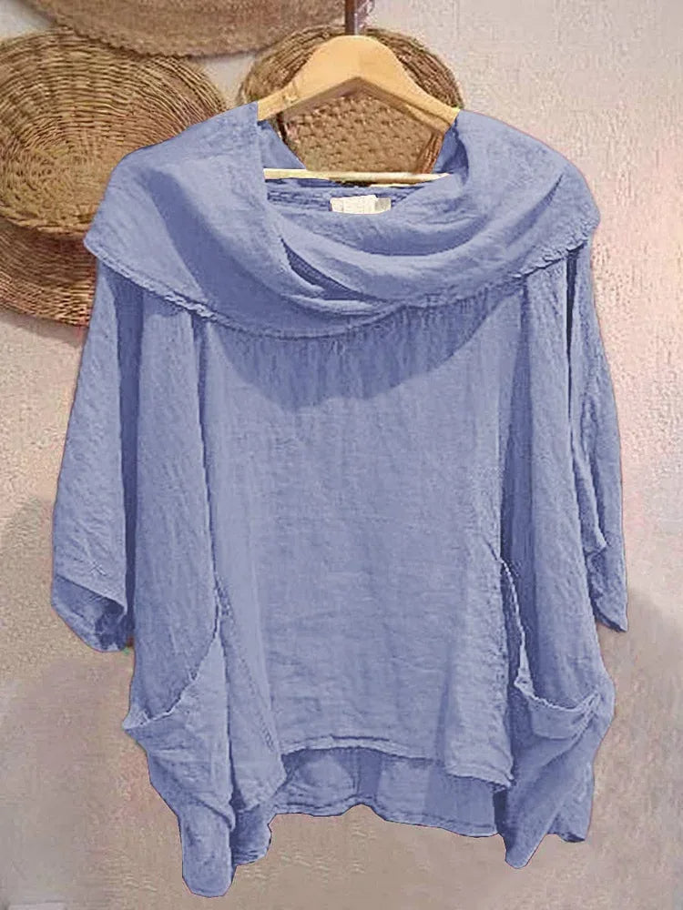 Tanith | Relaxed Fit 3/4 Sleeve Draped Neck Blouse