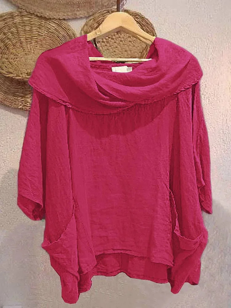 Tanith | Relaxed Fit 3/4 Sleeve Draped Neck Blouse