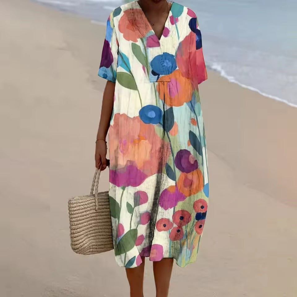 Helene | Summer Dress With Bohemian Flair And V-Neck