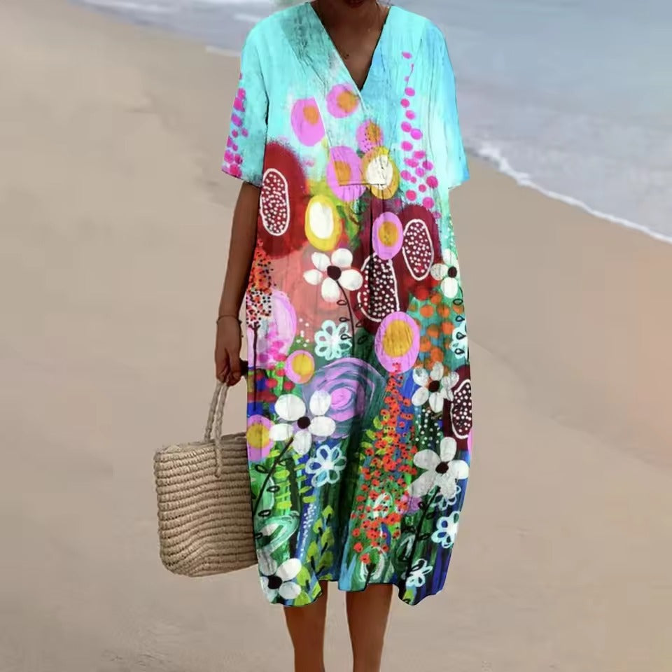 Helene | Summer Dress With Bohemian Flair And V-Neck