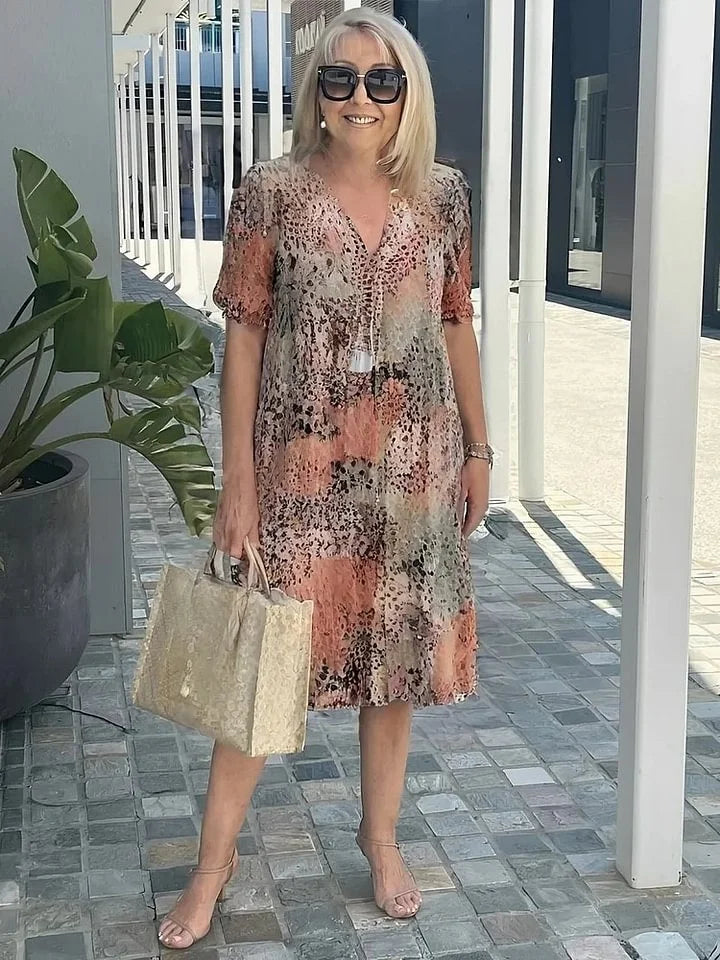 Emelith | Leopard Lace V-Neck Summer Dress