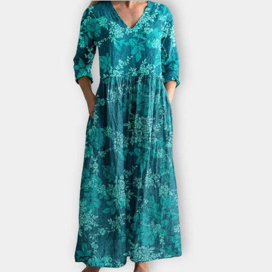 Luneth | Stylish Printed Long Sleeve Maxi Dress
