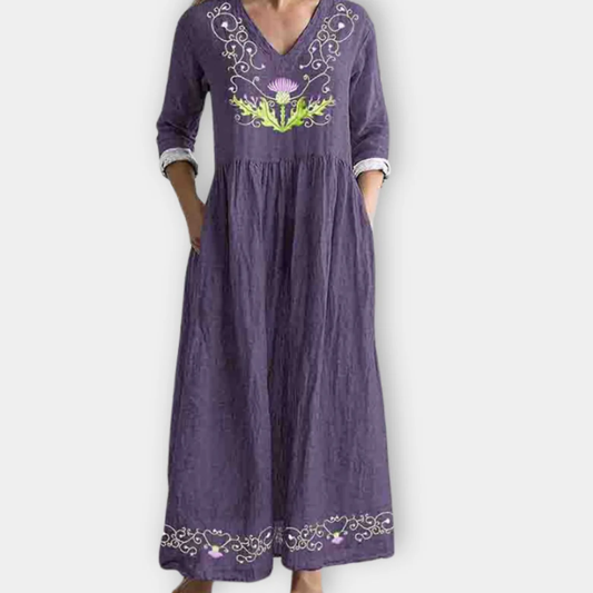 Ysella | Boho Chic V Neck Maxi Dress