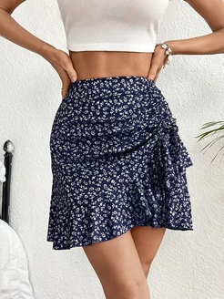 Floral Casual Ruffled Mini Skirt for Women