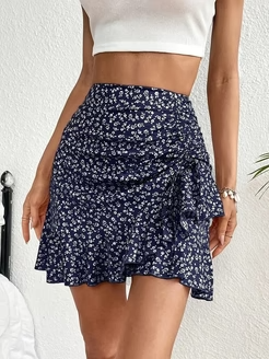 Floral Casual Ruffled Mini Skirt for Women