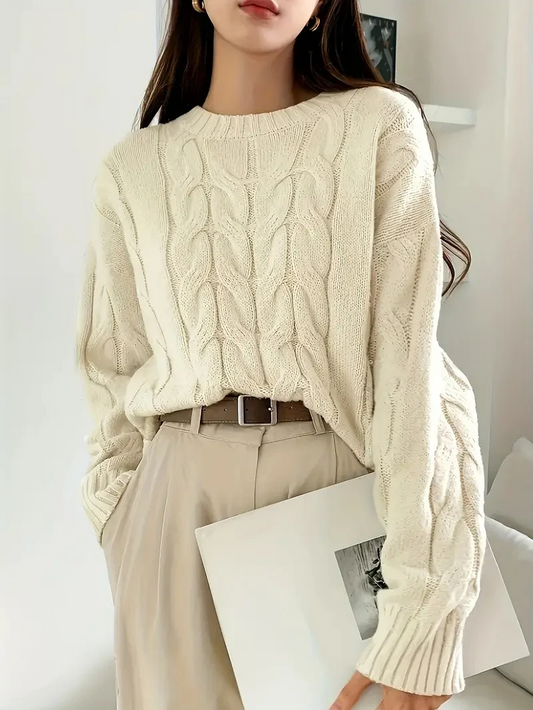 Round Neck Knitted Sweater for Women