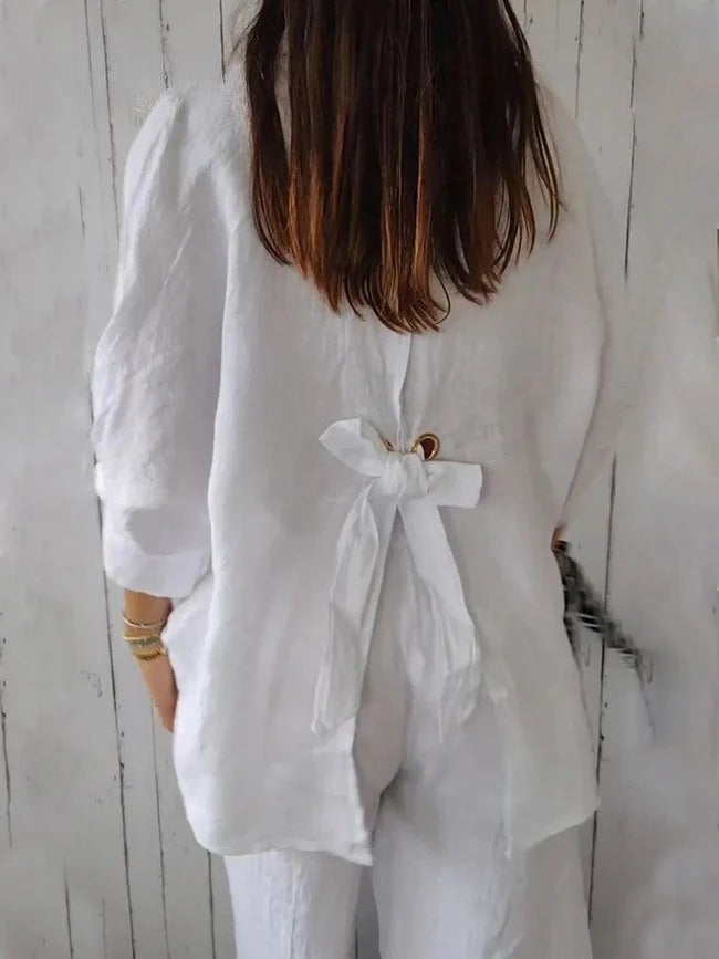 Aeloria | Lace-Up Loose Shirt