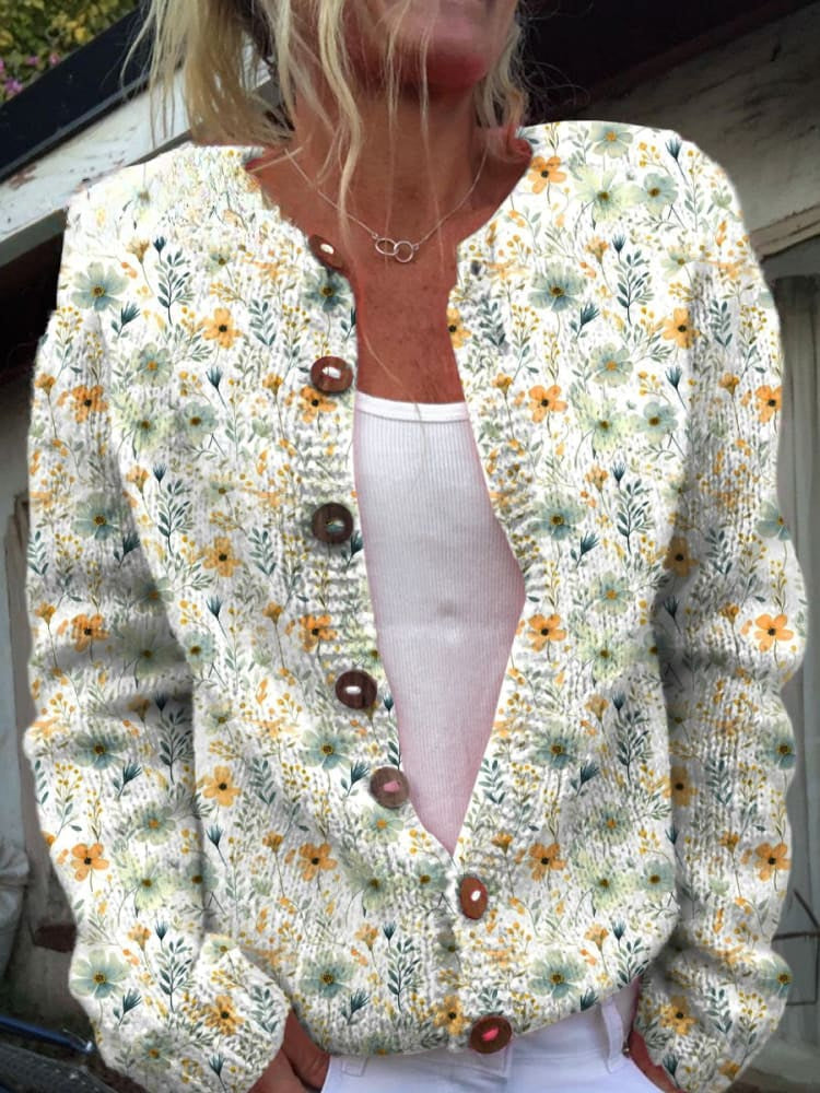 Bristal | Cozy Meadows Floral Buttoned Cardigan