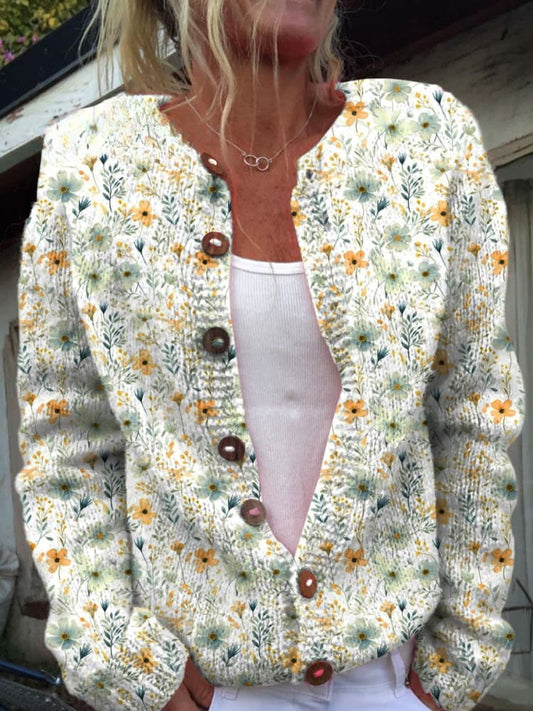 Bristal | Cozy Meadows Floral Buttoned Cardigan