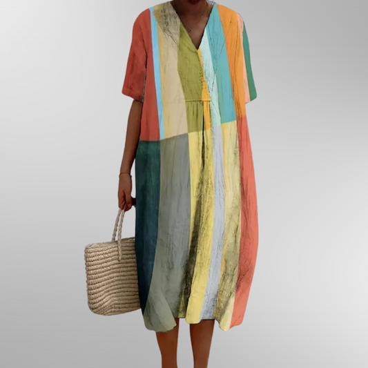Karin | Airy Summer Dress With Modern Stripe Print